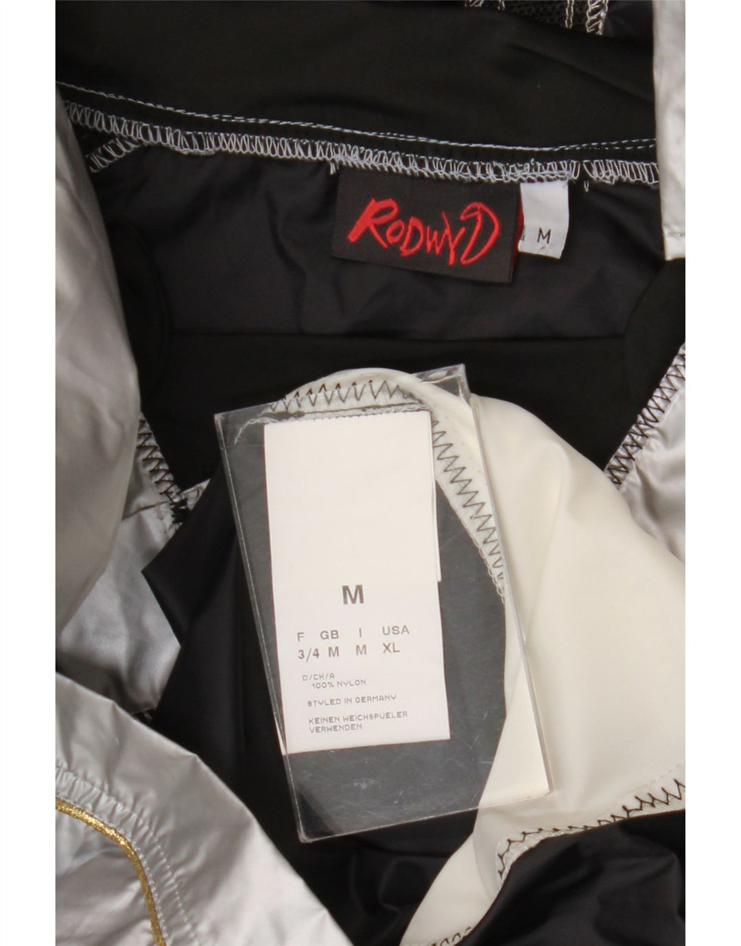 Ανδρικό vintage γραφικό πουλόβερ μπουφάν βροχής UK 38 Medium Silver Colourblock