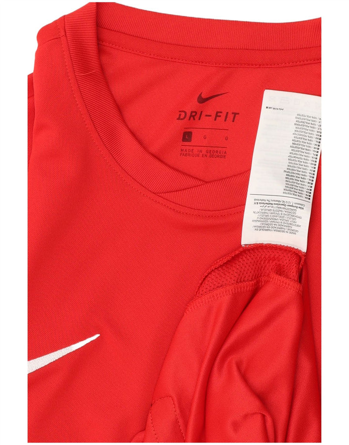 Ανδρικό γραφικό μπλουζάκι NIKE Dri Fit Top μεγάλο κόκκινο πολυεστέρα