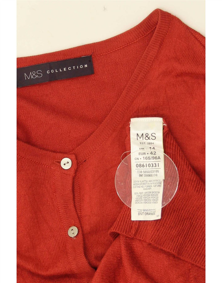 Marks & Spencer Γυναικεία ζακέτα πουλόβερ UK 14 μεσαία πορτοκαλί βισκόζη