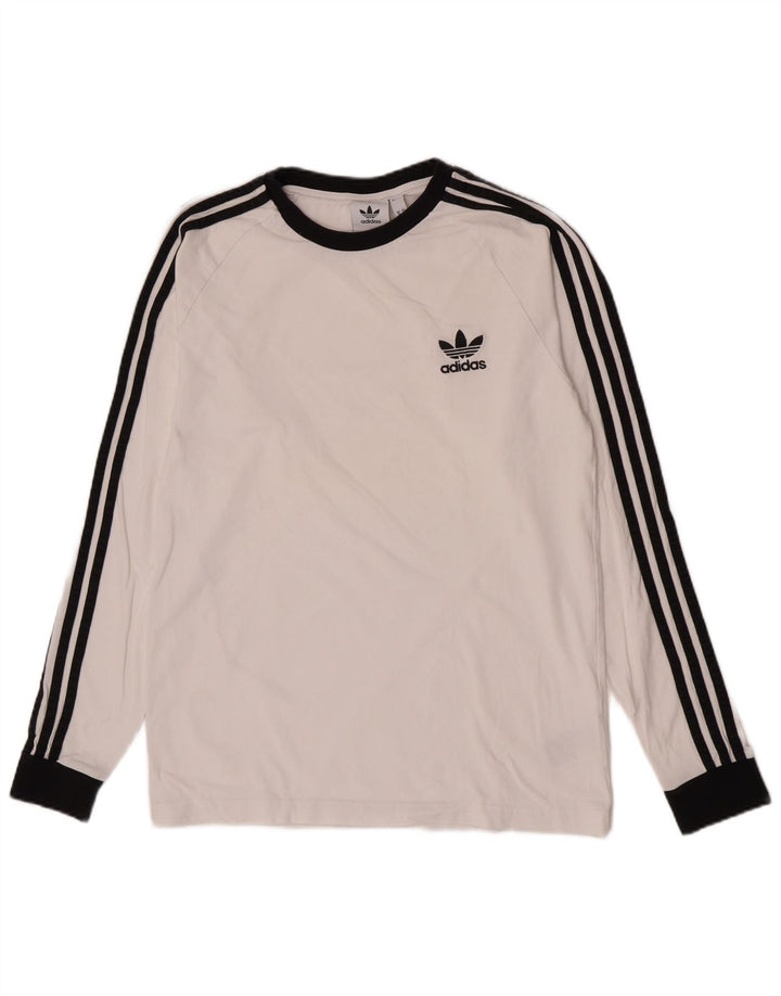 Ανδρικό κανονικό τοπ Adidas με μακρυμάνικο μεσαίο λευκό βαμβακερό