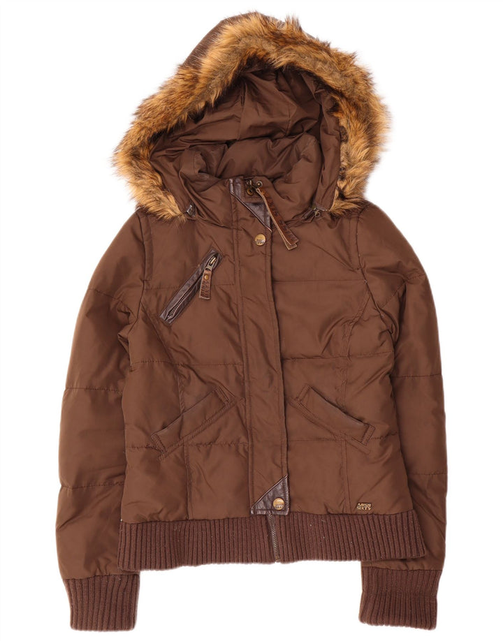 Miss Sixty Γυναικείο μπουφάν με κουκούλα UK 10 Small Brown Polyamide