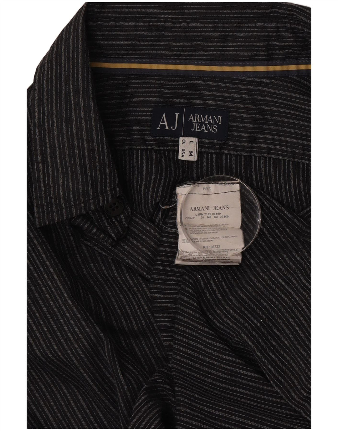 Armani Jeans Ανδρικό Πουκάμισο Μεσαίο Γκρι Βαμβακερό ριγέ