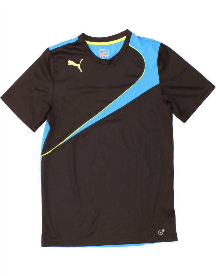 PUMA Mens T-Shirt Top Medium Blue Colourblock Polyester Vintage Puma and Second-Hand Puma from Messina Hembry 