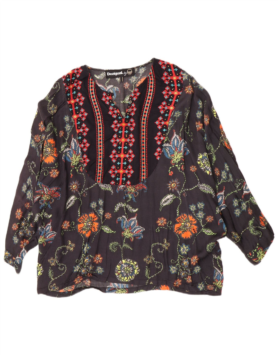 Desigual Γυναικείο Τοπ UK 12 Medium Black Floral