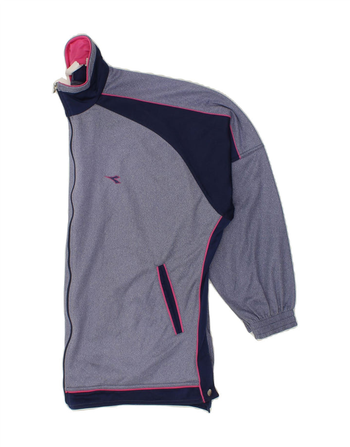 DIADORA Womens Tracksuit Top Jacket UK 14 Medium Blue Colourblock Vintage Diadora and Second-Hand Diadora from Messina Hembry 