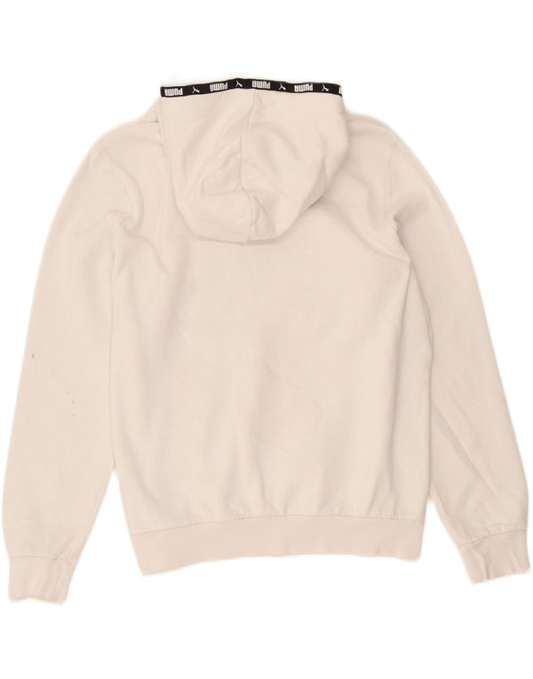 Puma Womens Graphic Oversized Hoodie Jumper UK 16 Large White Cotton