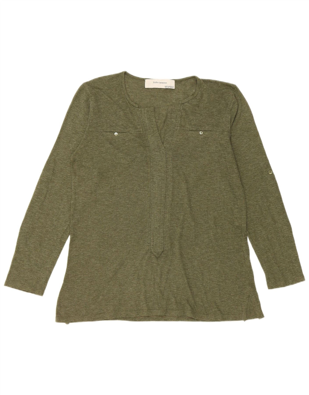Zara γυναικείο τοπ μακρυμάνικο UK 16 Large Green Flecked