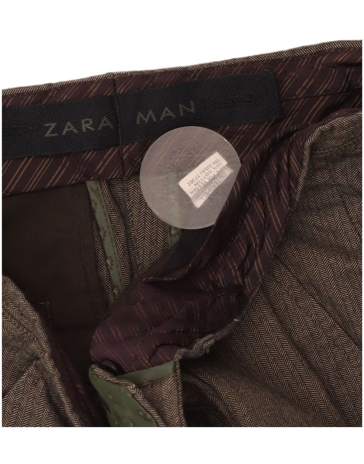 Zara Ανδρικό ίσιο παντελόνι W36 L31 Γκρι βαμβακερό ψαροκόκκαλο