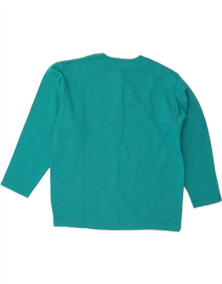 CAMPAGNOLO Womens Graphic Sweatshirt Jumper IT 42 Medium Turquoise Cotton Vintage Campagnolo and Second-Hand Campagnolo from Messina Hembry 