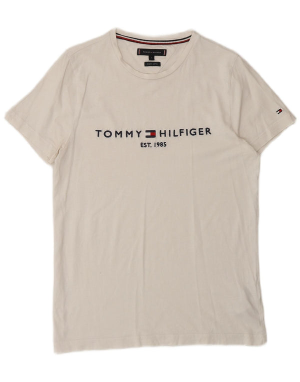 TOMMY HILFIGER Ανδρικό γραφικό T-Shirt Top Small White Βαμβακερό