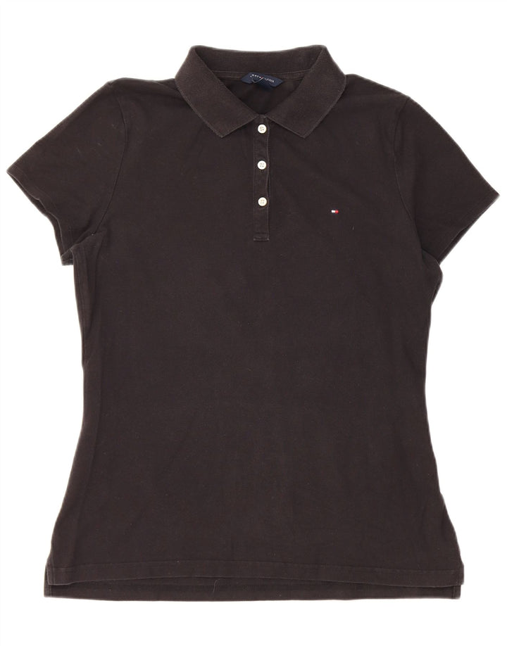 Tommy Hilfiger γυναικείο μπλουζάκι πόλο UK 14 μεγάλο μαύρο