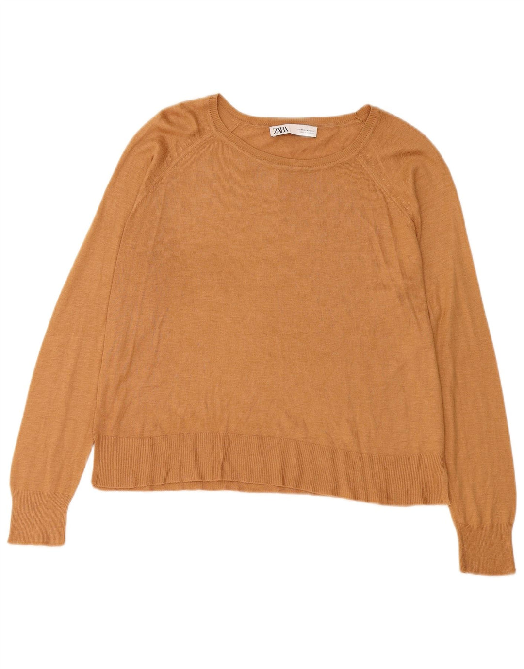 Zara Γυναικείο πουλόβερ με λαιμόκοψη UK 14 Medium Beige