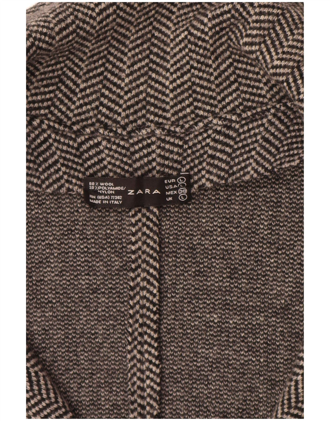 ZARA Γυναικείο πλεκτό μπουφάν blazer UK 14 Μεγάλο Γκρι Ψαροκόκκαλο