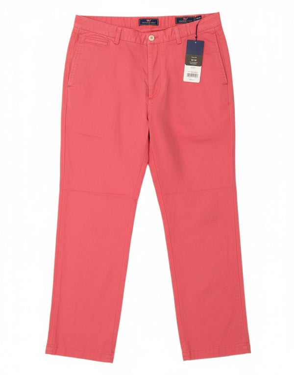 Vineyard Vines Mens Straight Chino Trousers W35 L30 Pink Cotton