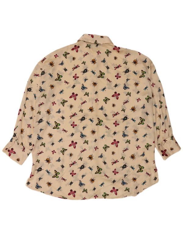 Zara γυναικείο πουκάμισο με μανίκια 3/4 φόρεμα UK 6 XS Beige Animal Print