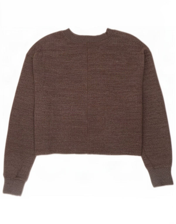 Zara Womens Crop Blouse Top UK 16 Large Grey Cotton