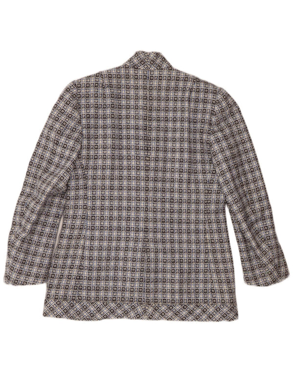 Vintage γυναικείο σακάκι blazer UK 14 μεσαίου μπλε γεωμετρικό