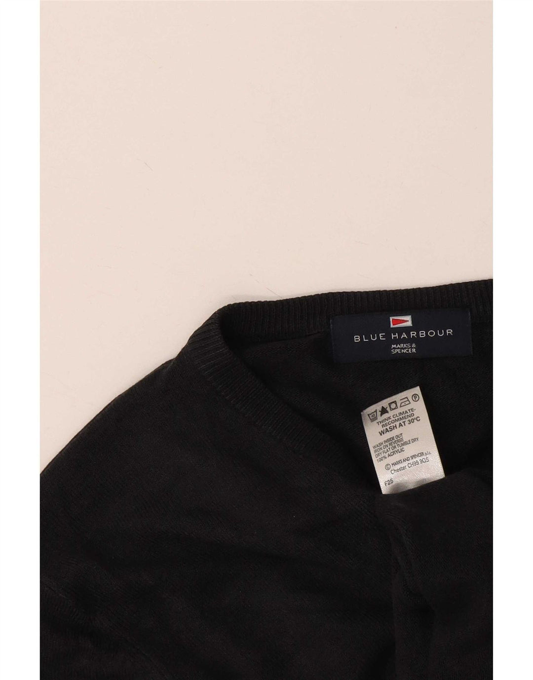 Ανδρικό πουλόβερ Marks & Spencer Blue Harbor με λαιμόκοψη με λαιμόκοψη, μικρό μαύρο ακρυλικό