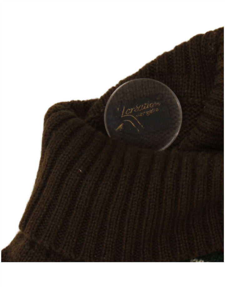 Ανδρικό πουλόβερ με ρολό λαιμόκοψη VINTAGE Small Khaki Fair Isle