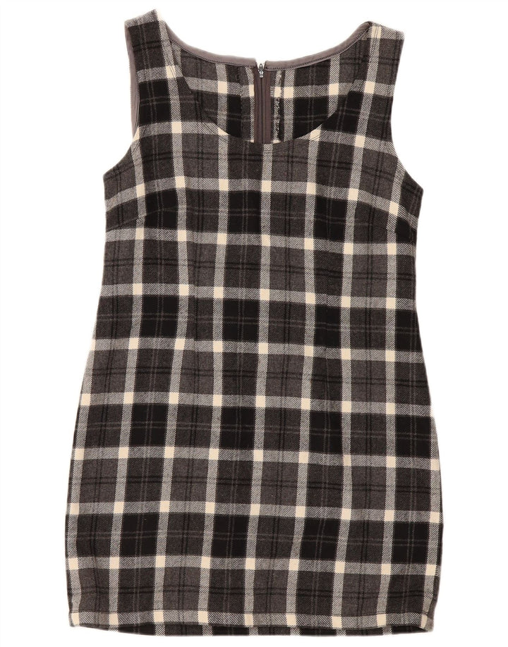 Vintage γυναικείο αμάνικο φόρεμα UK 12 Medium Grey Check