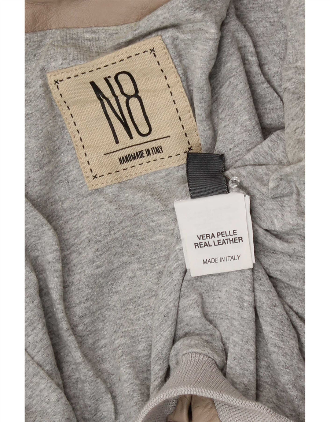 Vintage Γυναικείο Crop Δερμάτινο Μπουφάν IT 40 Small Beige Colourblock