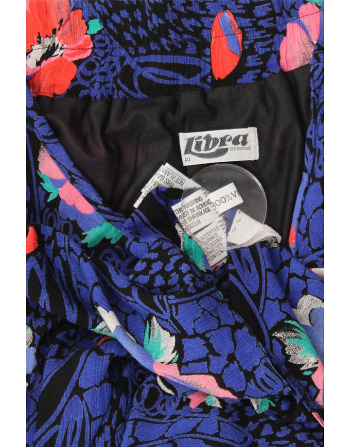 Γυναικεία Midi Φούστα LIBRA UK 14 Medium W30 Blue Floral Viscose