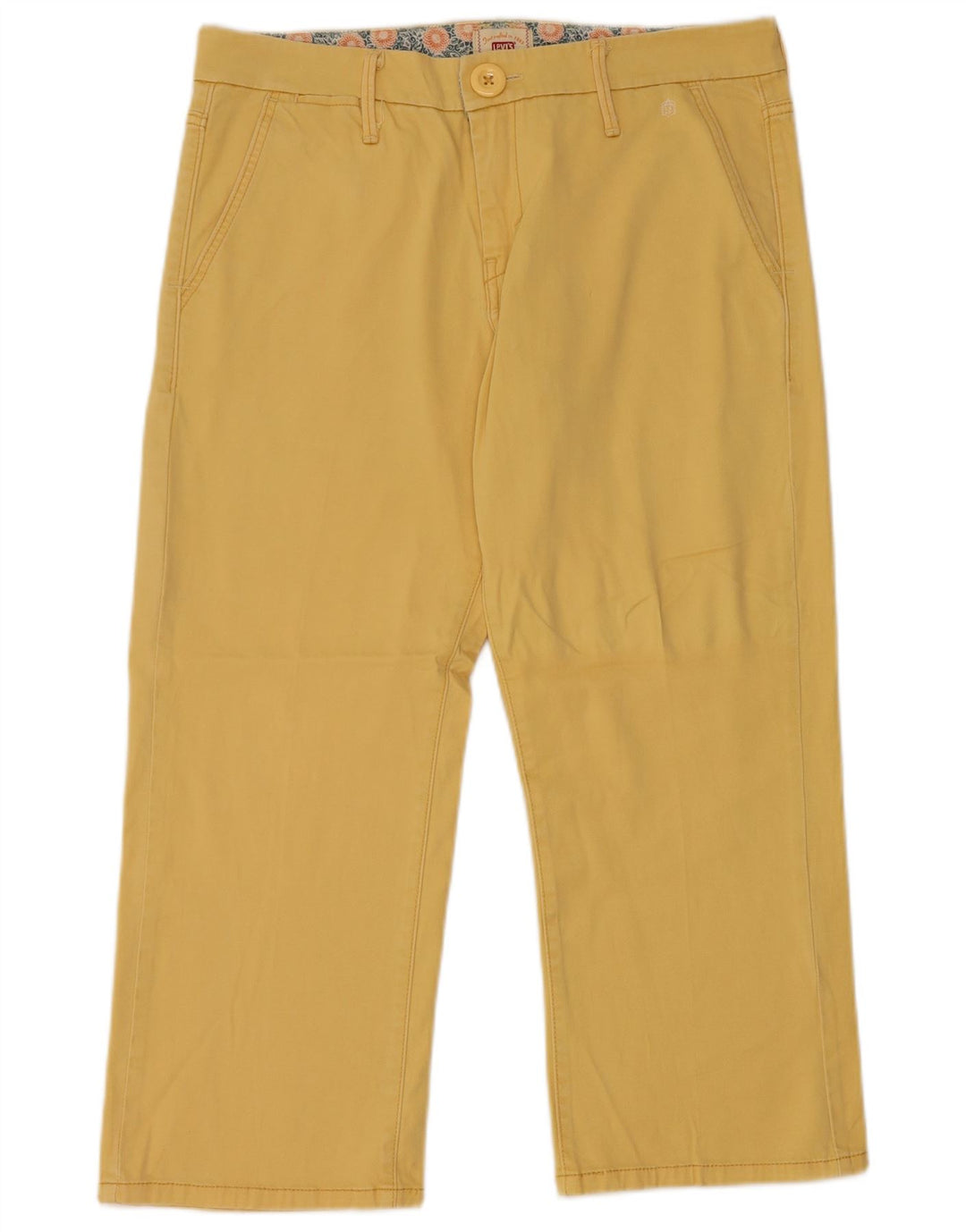 LEVI'S Womens Straight Cropped Trousers US 8 Medium W34 L24 Yellow Cotton