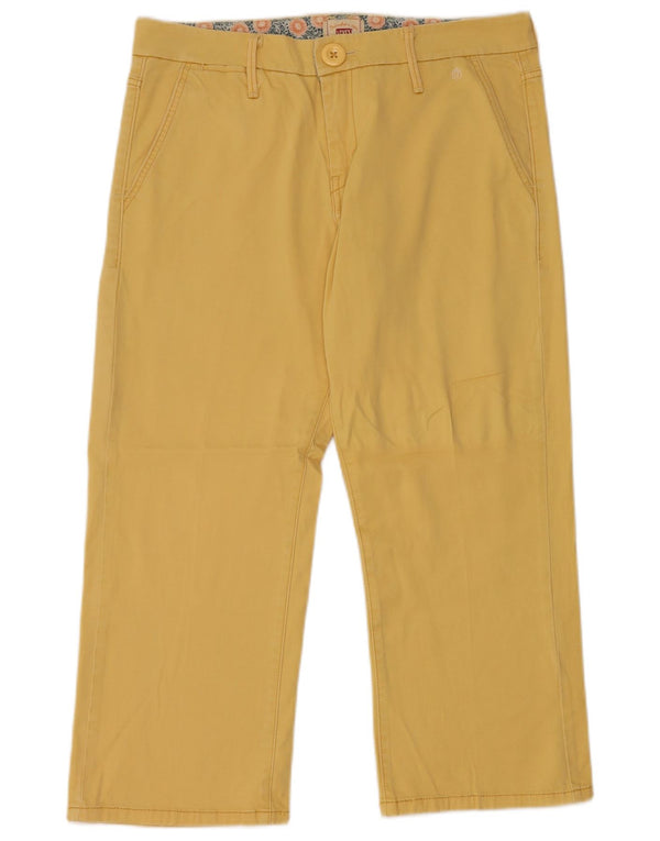LEVI'S Womens Straight Cropped Trousers US 8 Medium W34 L24 Yellow Cotton