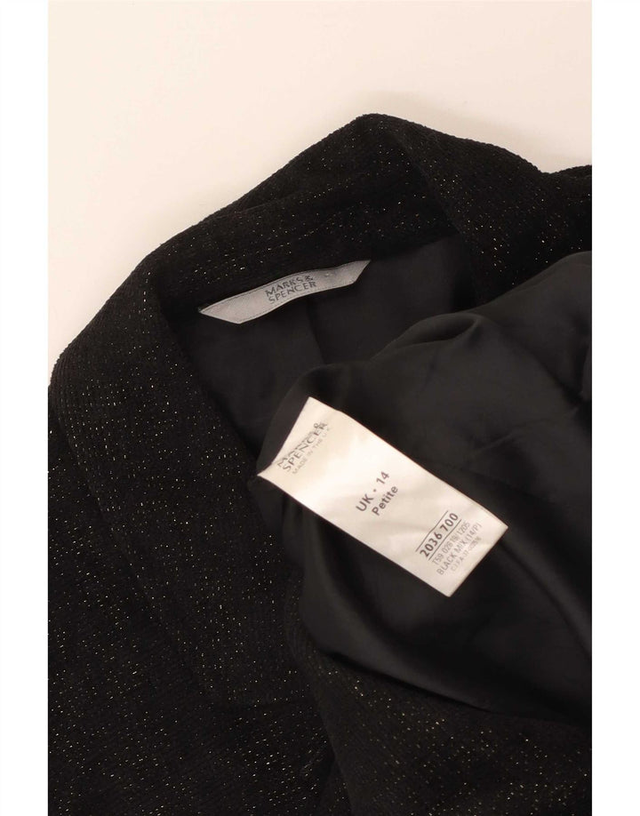 Marks & Spencer Womens Petite 2 Button Blazer Jacket UK 14 Medium Black