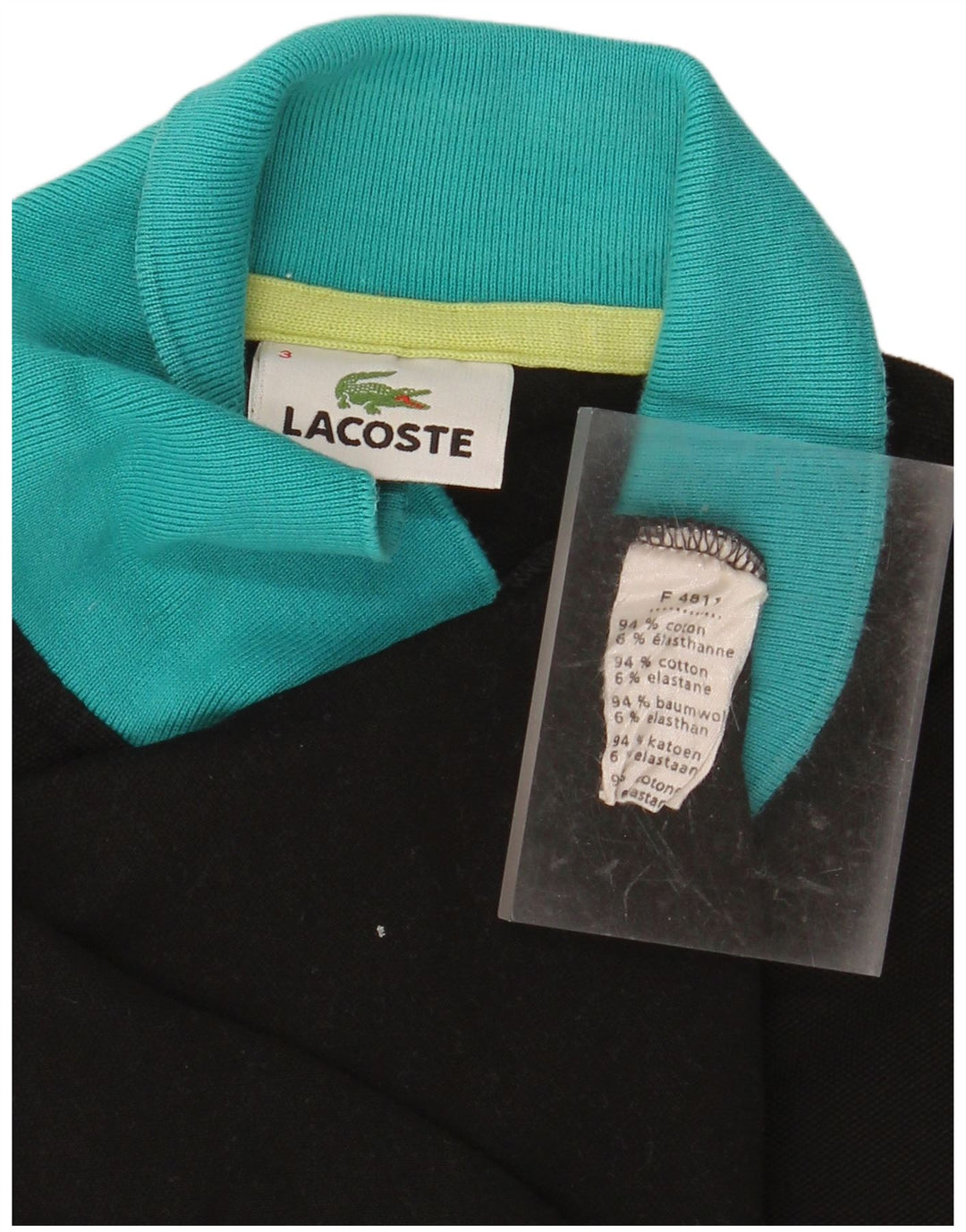 Ανδρικό μπλουζάκι πόλο LACOSTE, Μέγεθος 3, Small Black Colourblock Βαμβακερό