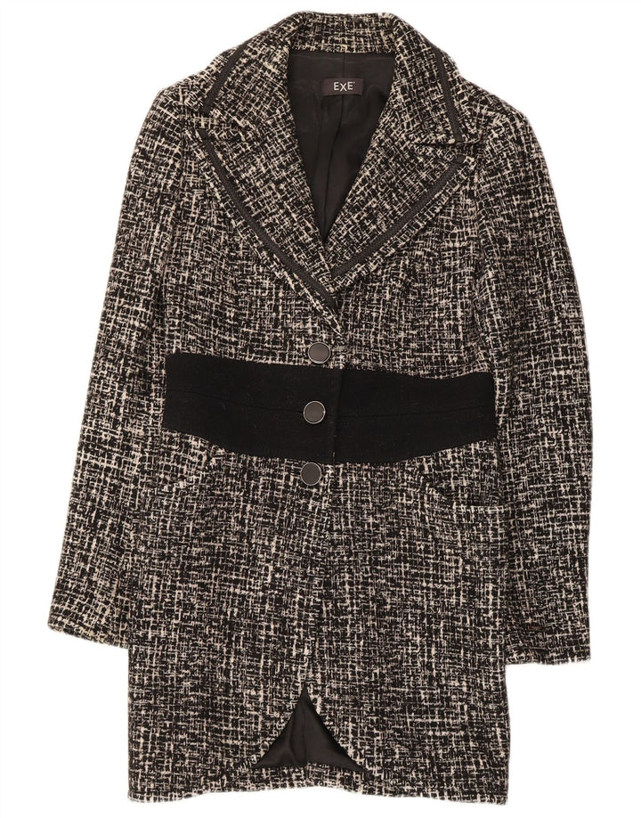 Vintage γυναικείο Longline τζάκετ με 3 κουμπιά σακάκι IT 42 Medium Black Flecked