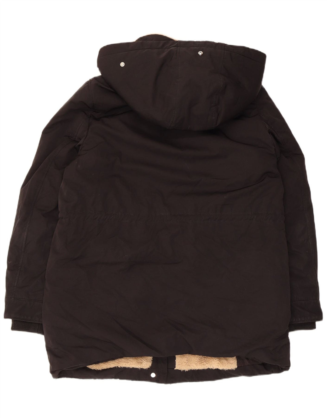 Zara Γυναικείο μπουφάν Parka με κουκούλα UK 14 Medium Black Polyester