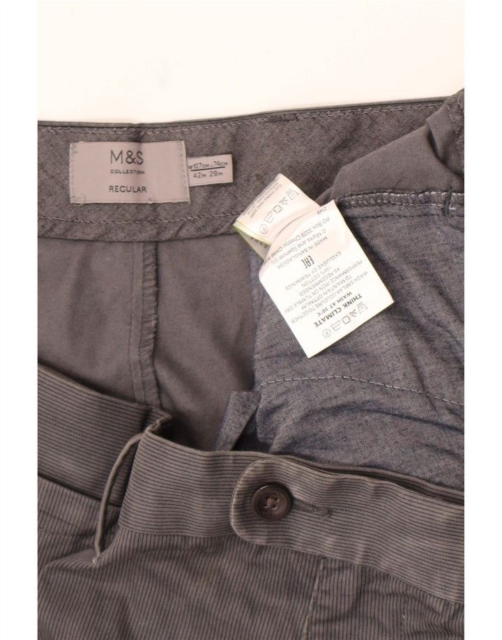 Marks & Spencer Ανδρικό παντελόνι με κανονική εφαρμογή W42 L29 Grey Pinstripe