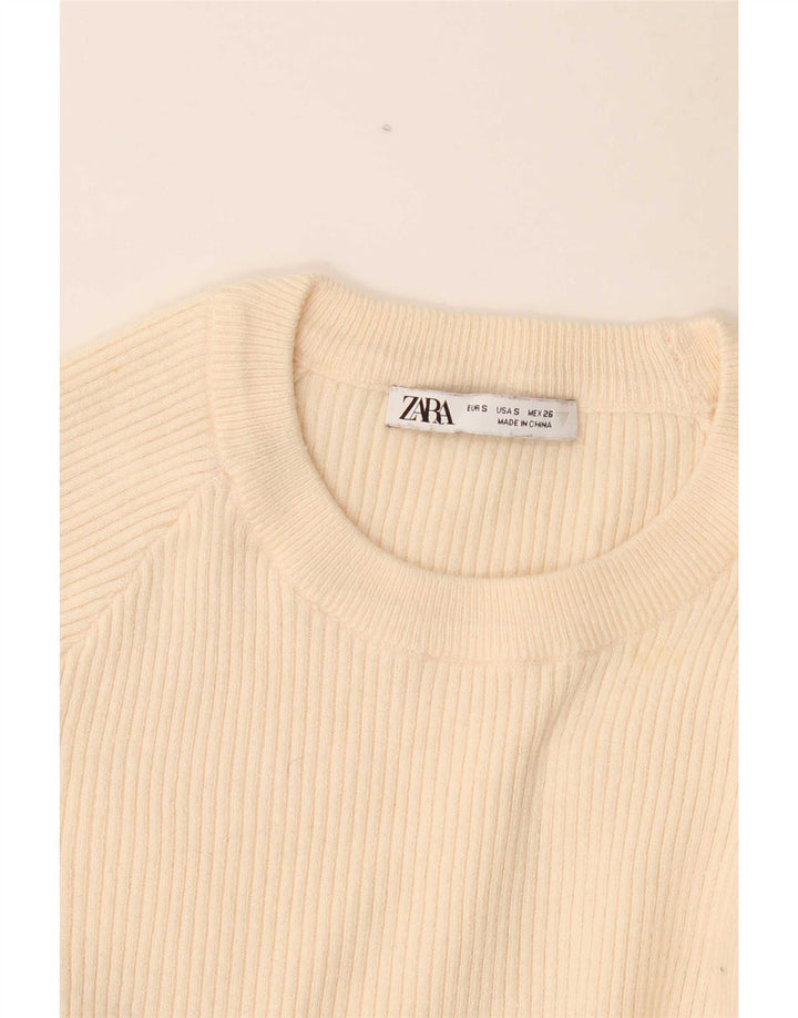 Zara Γυναικείο Crop Top Μακρυμάνικο UK 8 Small Beige