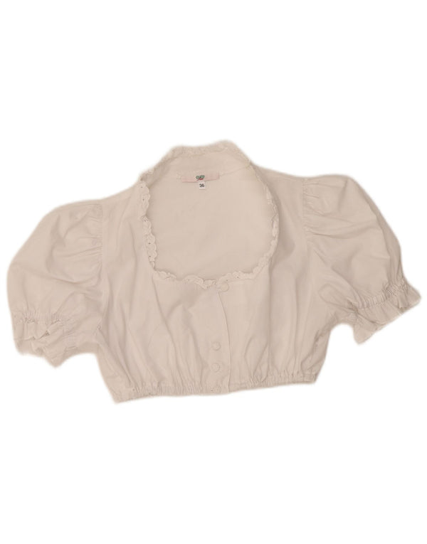 Country γυναικεία Crop κοντομάνικη μπλούζα Top EU 36 Small White Polyester