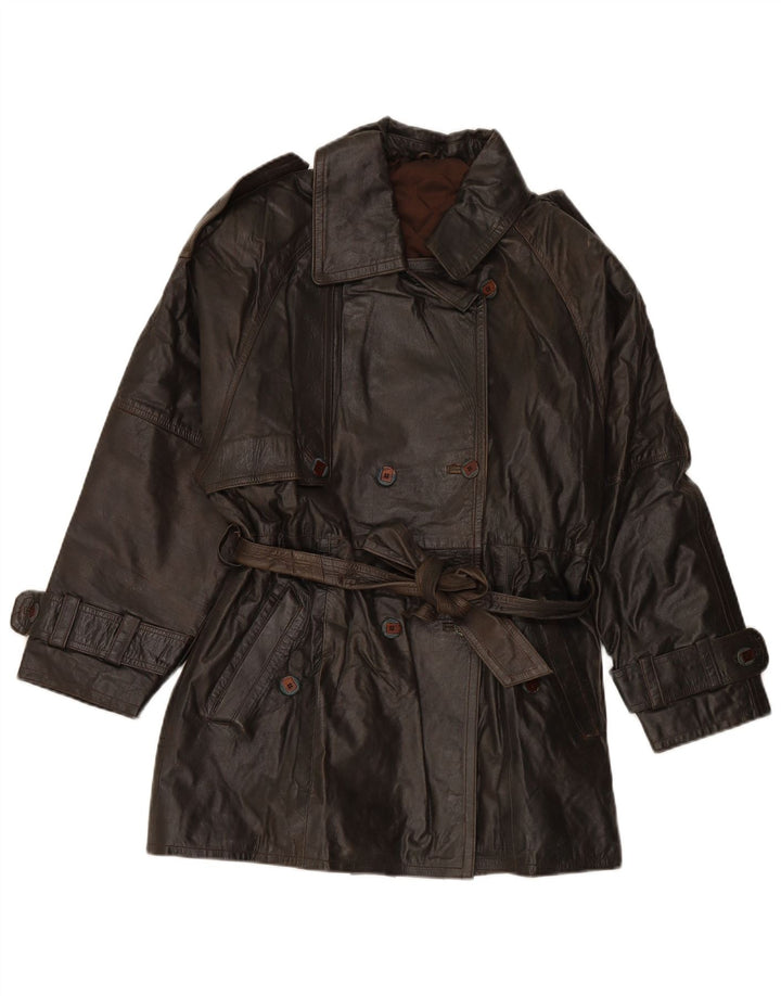 VINTAGE Γυναικείο Δερμάτινο Παλτό EU 38 Μεσαίο Καφέ Δέρμα