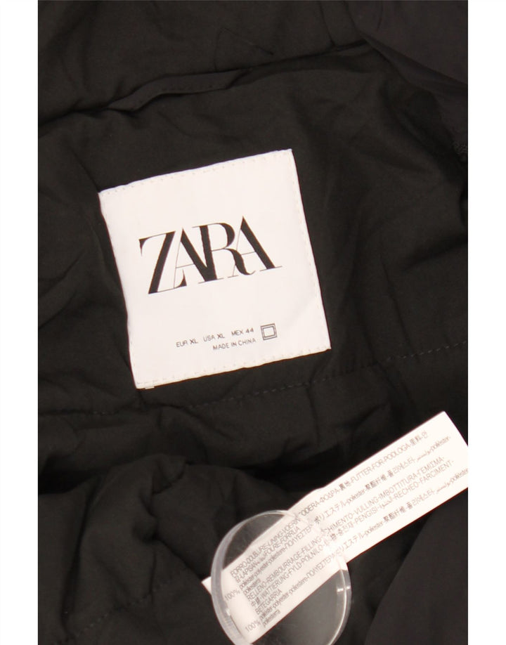 Zara Ανδρικό μπουφάν με κουκούλα UK 42 XL Μαύρο πολυεστέρα