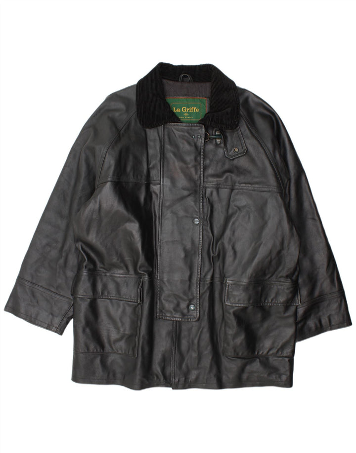 La Griffe Γυναικείο Δερμάτινο Παλτό IT 54 3XL Μαύρο Δερμάτινο