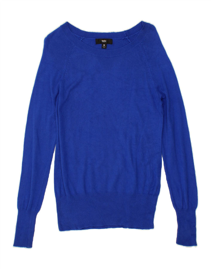 MOSSIMO Womens Boat Neck Jumper Sweater UK 12 Medium Blue Wool Vintage Mossimo and Second-Hand Mossimo from Messina Hembry 