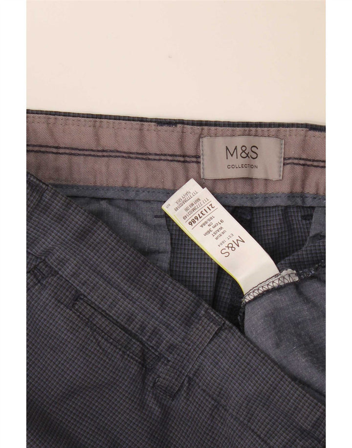 Ανδρικό σορτς Chino Marks & Spencer W36 Μεγάλο Navy Blue από βαμβακερό Gingham