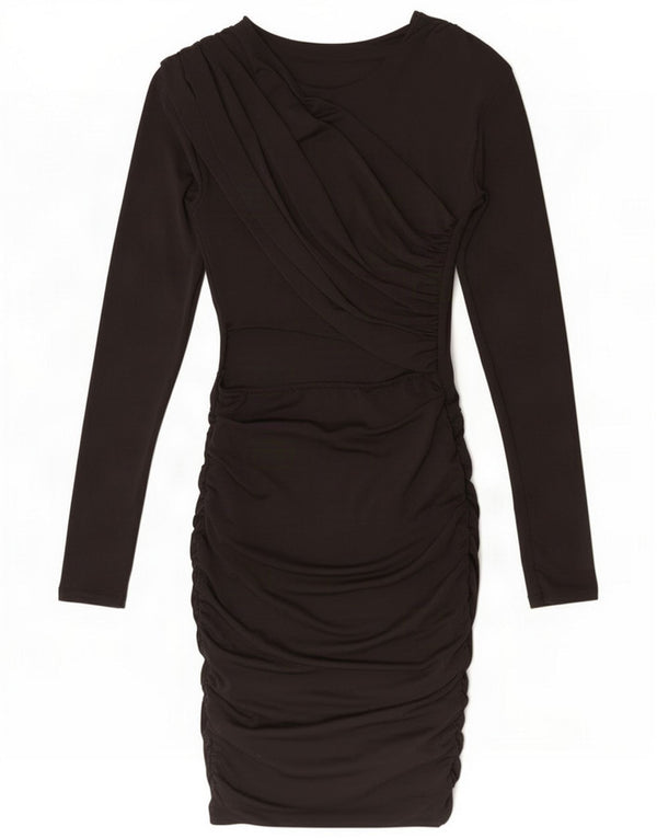 Vintage Γυναικείο Μακρυμάνικο Bodycon Φόρεμα UK 4 XS Μαύρο
