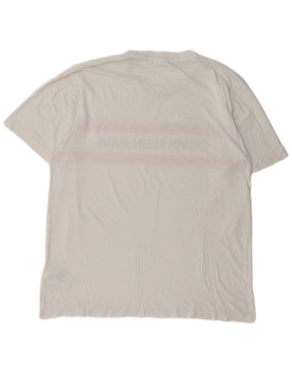 Calvin Klein Jeans Ανδρικό γραφικό T-Shirt Top XL Λευκό βαμβακερό