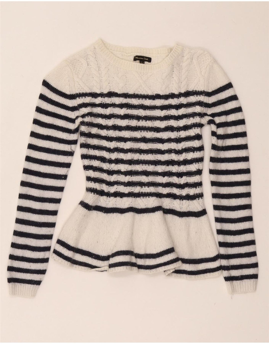 MASSIMO DUTTI Γυναικείο πουλόβερ με βάρκα με λαιμόκοψη UK 8 Small White