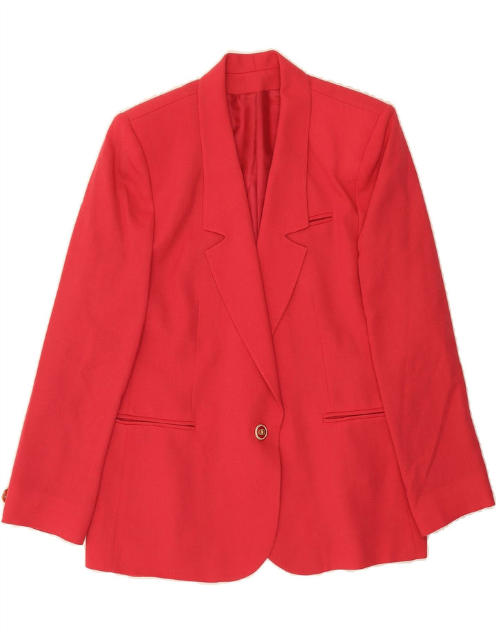 DORENE Womens 1 Button Blazer Jacket UK 16 Large  Red Polyester Vintage Dorene and Second-Hand Dorene from Messina Hembry 