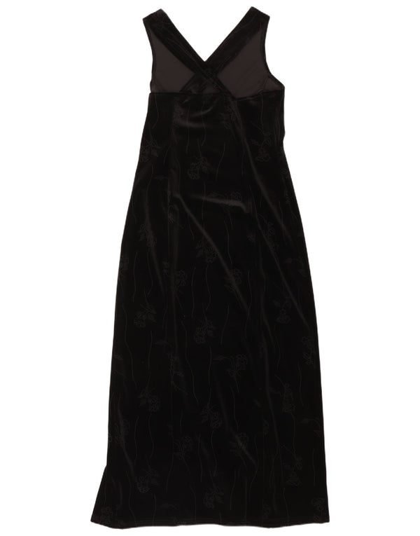 NEW LOOK Γυναικείο Αμάνικο Βελούδινο Maxi Φόρεμα UK 14 Medium Black Floral