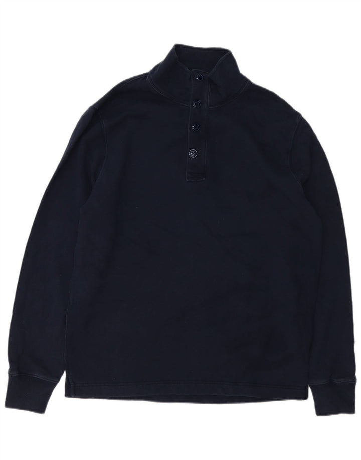 J. CREW Ανδρική φούτερ με λαιμόκοψη με κουμπιά πουκάμισο με μεγάλο μπλε ναυτικό βαμβακερό