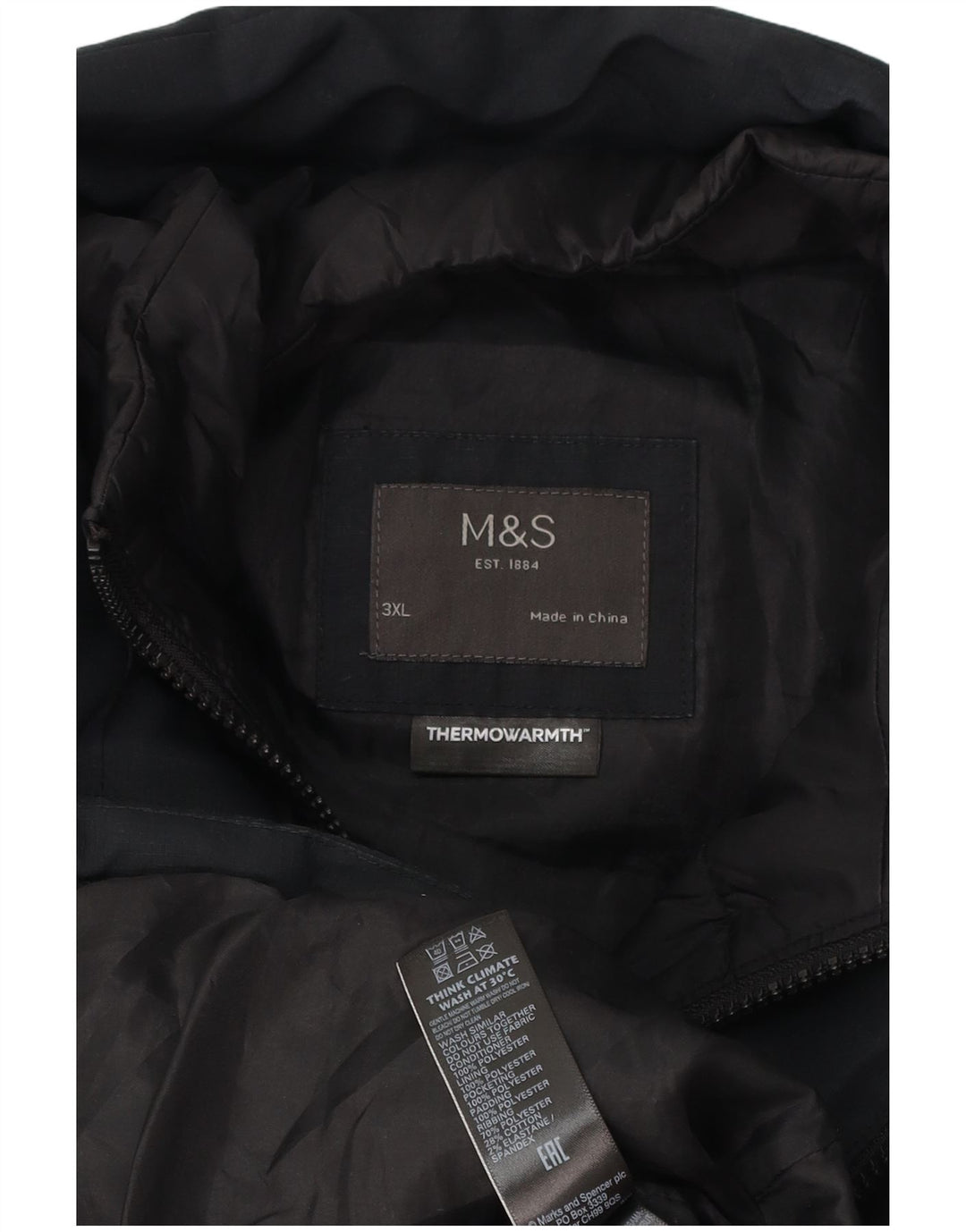 Marks & Spencer Ανδρικό μπουφάν με επένδυση UK 46 3XL μαύρο πολυεστέρα