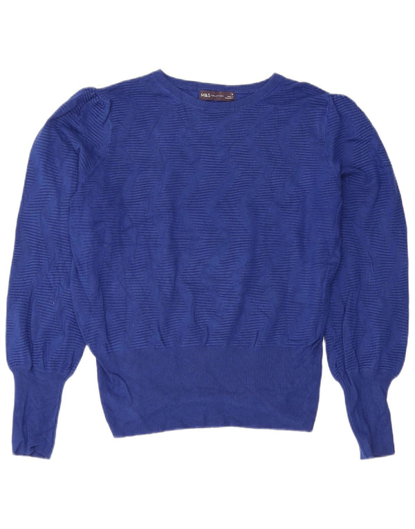 Marks & Spencer Γυναικείο Crop Boat Neck Jumper πουλόβερ UK 14 Medium Blue