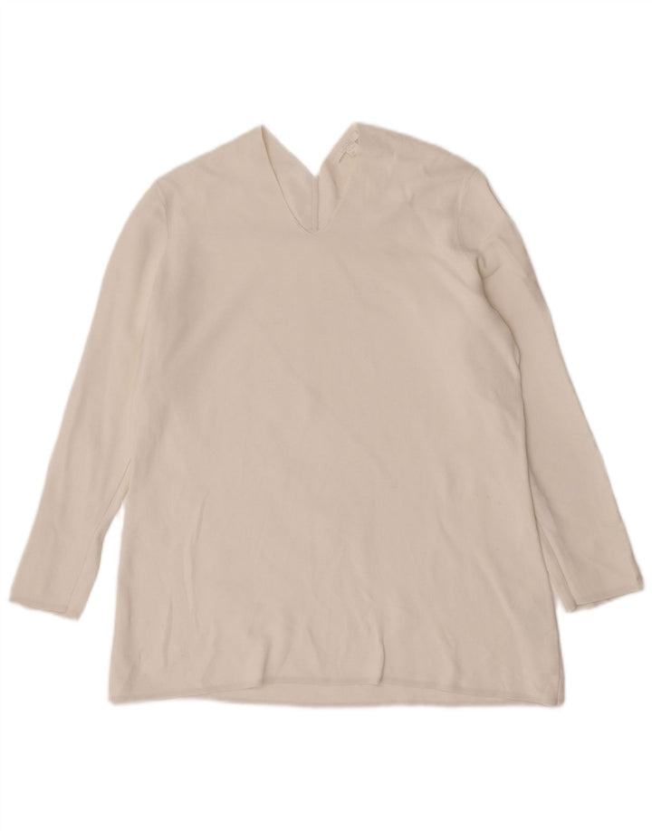 Cos Γυναικείο Μπλουζ μακρυμάνικο UK 14 Μεσαίο λευκό βαμβακερό