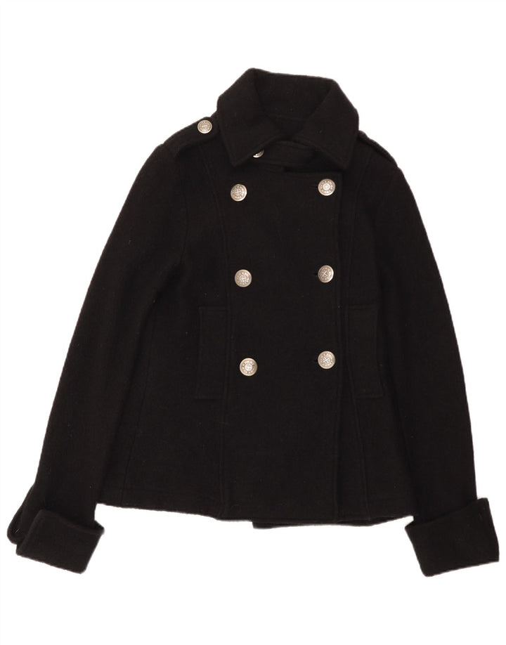 Zara Γυναικείο Trafaluc Pea Coat UK 12 Medium Black Wool